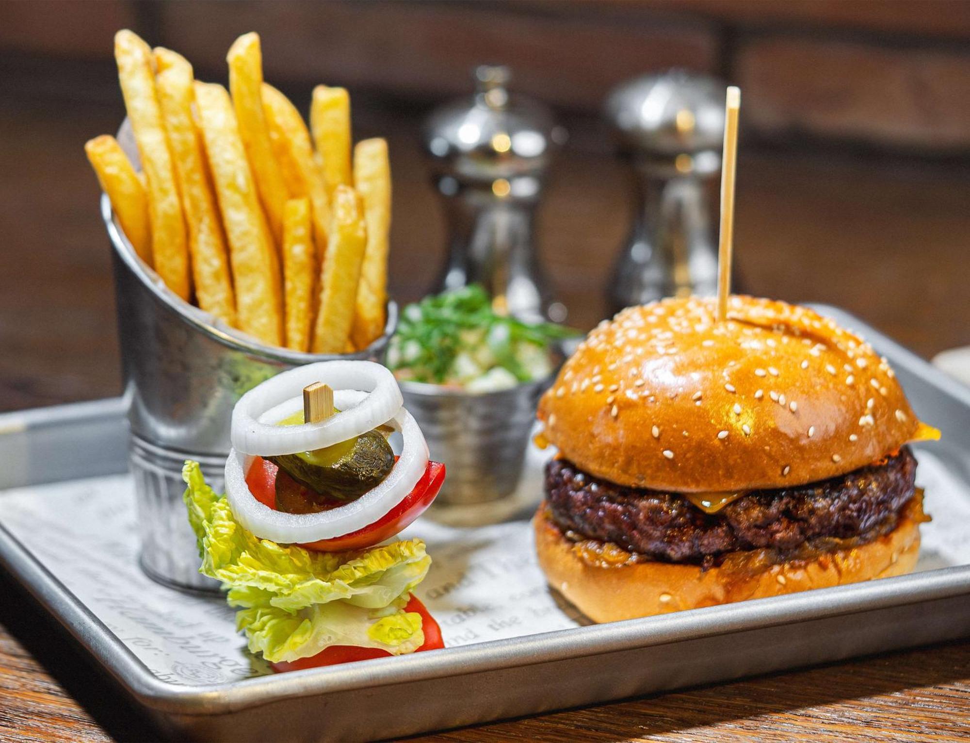 Hilton Dubai Al Habtoor City Exterior photo A burger with fries